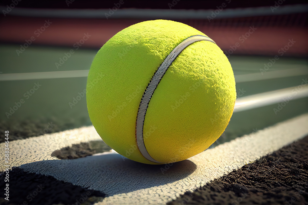 Tennis ball in net. Generative Ai