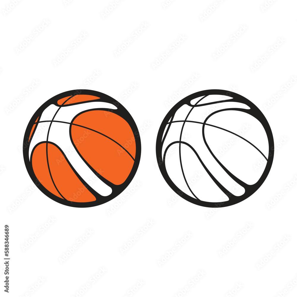 Set of basketball balls on a white background, Vector illustration 