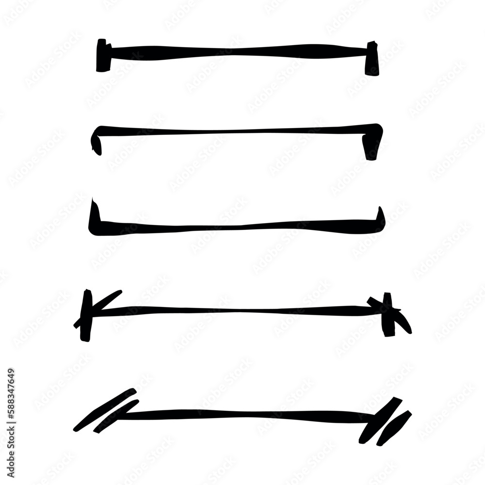 Set of handmade, hand drawn underline strokes isolated on white background EPS Vector Set of handmade, hand drawn underline strokes isolated on white background EPS Vector