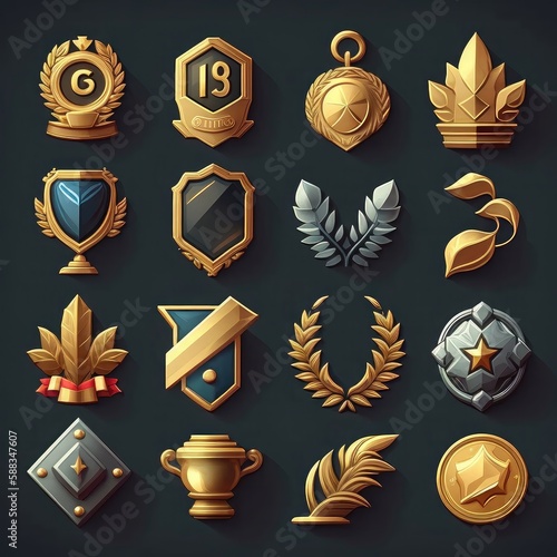 Obraz na płótnie gui game medal achievement 2d ai generated