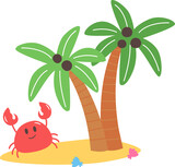 Palms And Crab on Beach