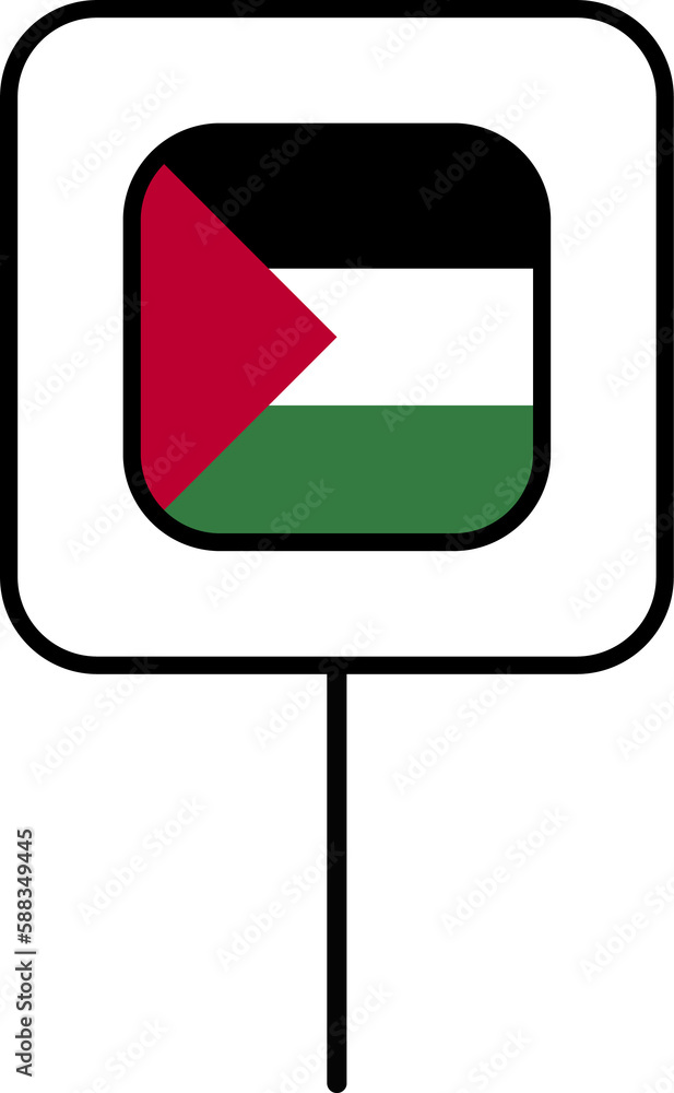 State of Palestine flag square pin icon. State of Palestine flag square pin icon.