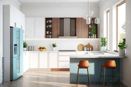 Modern kitchen, luxury, Generative AI