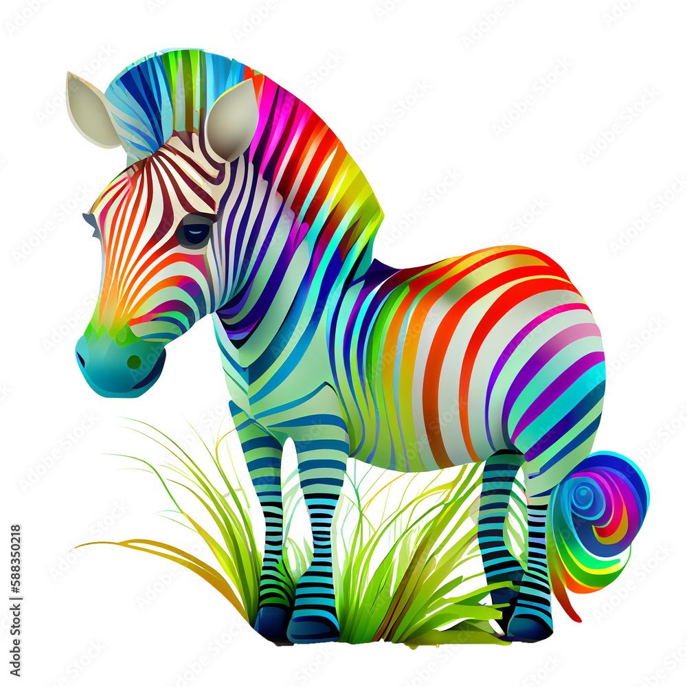 Colorful zebra clipart, zebra on Transparent background, sublimation