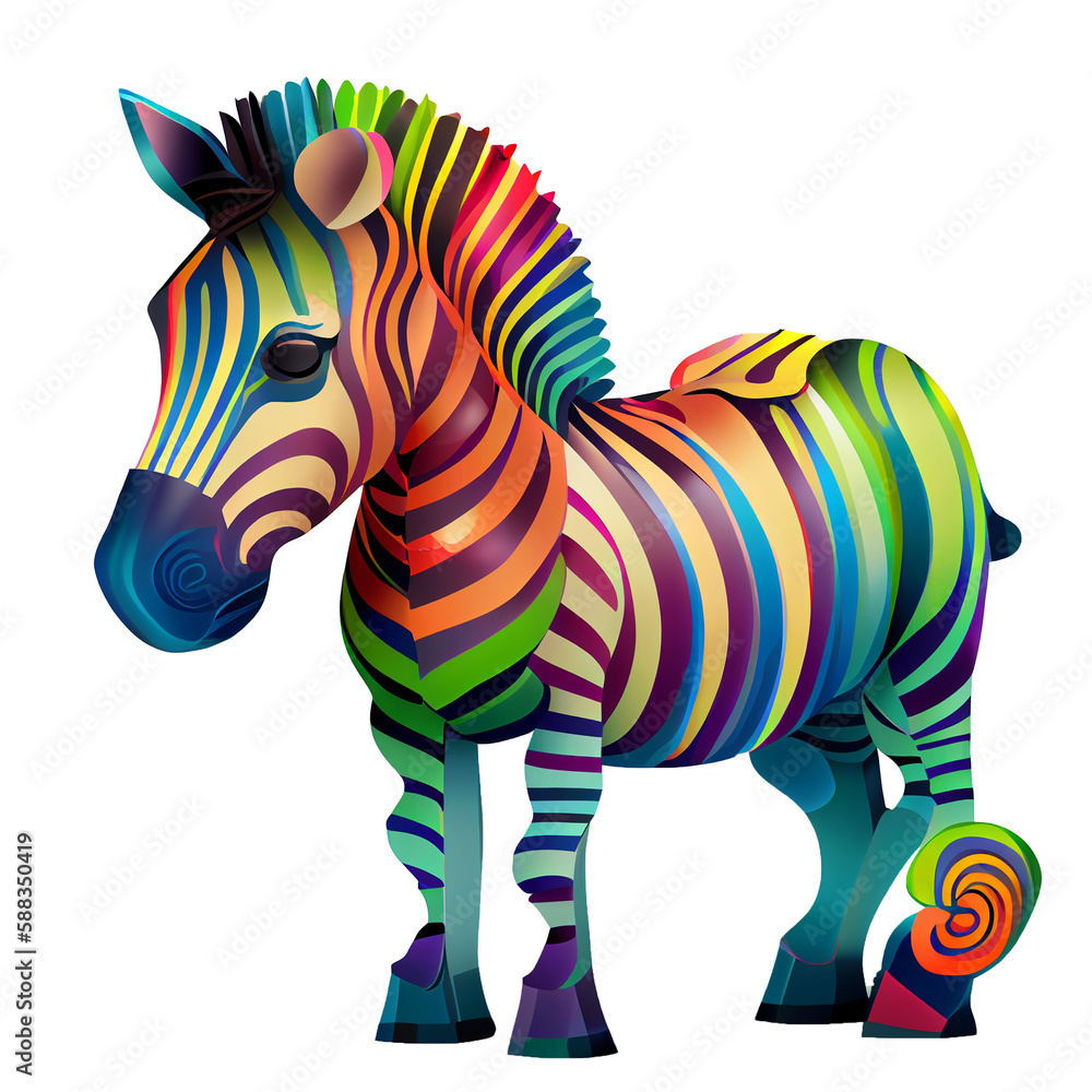 Colorful zebra clipart, zebra on Transparent background, sublimation
