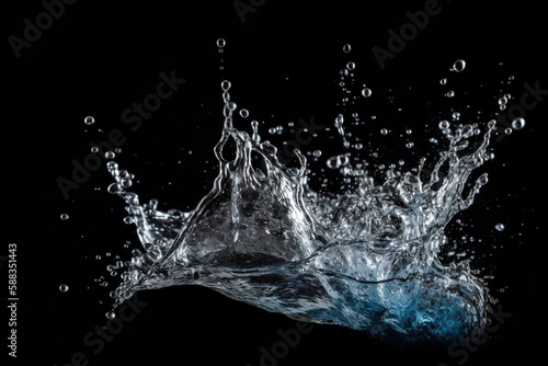 Water splash on the black background generative AI