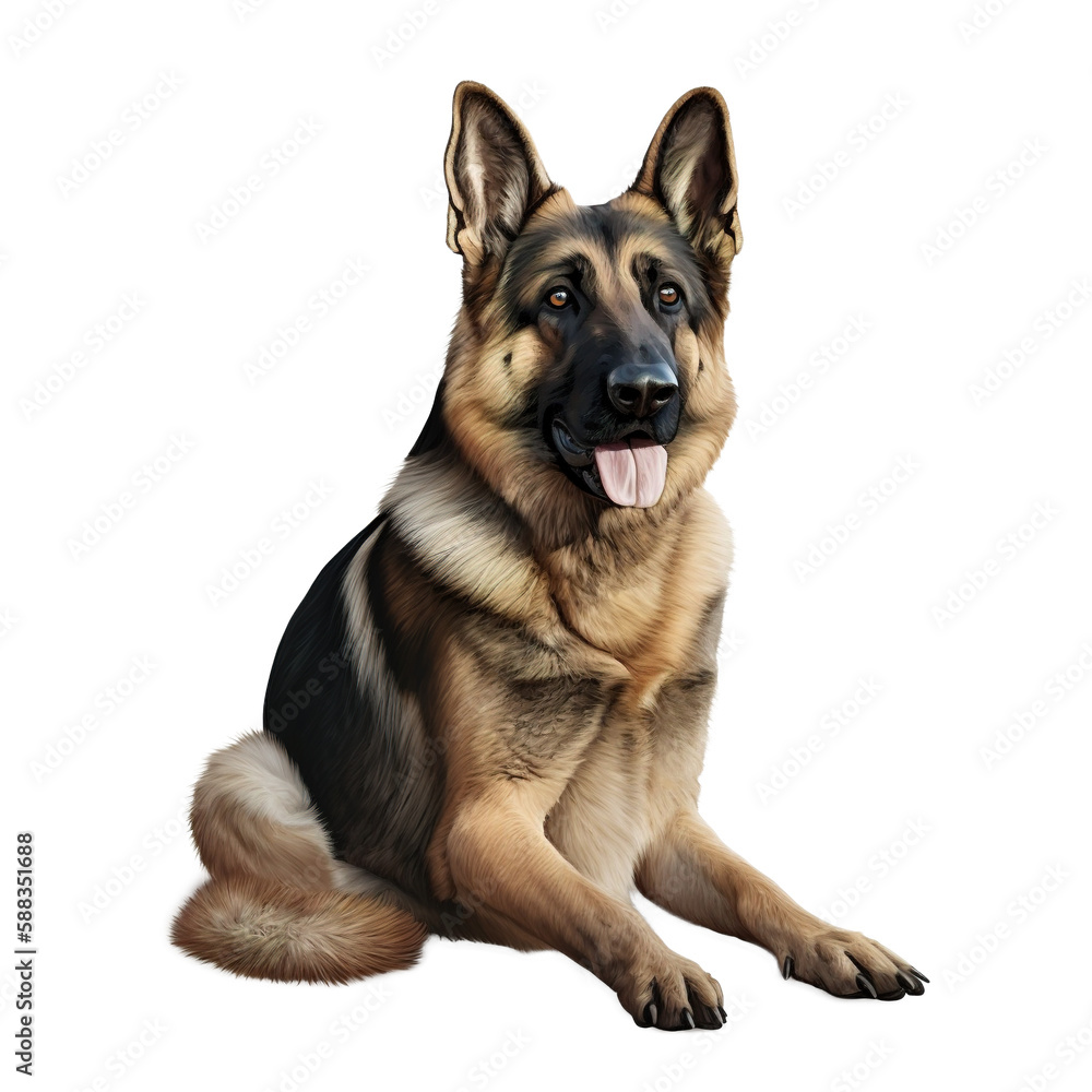 illustration of a German Shepherd on transparent background