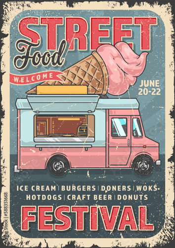 Food truck vintage flyer colorful