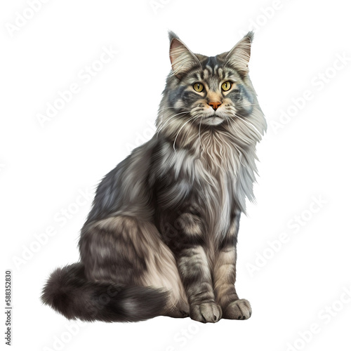 illustration of a Maine Coon on transparent background