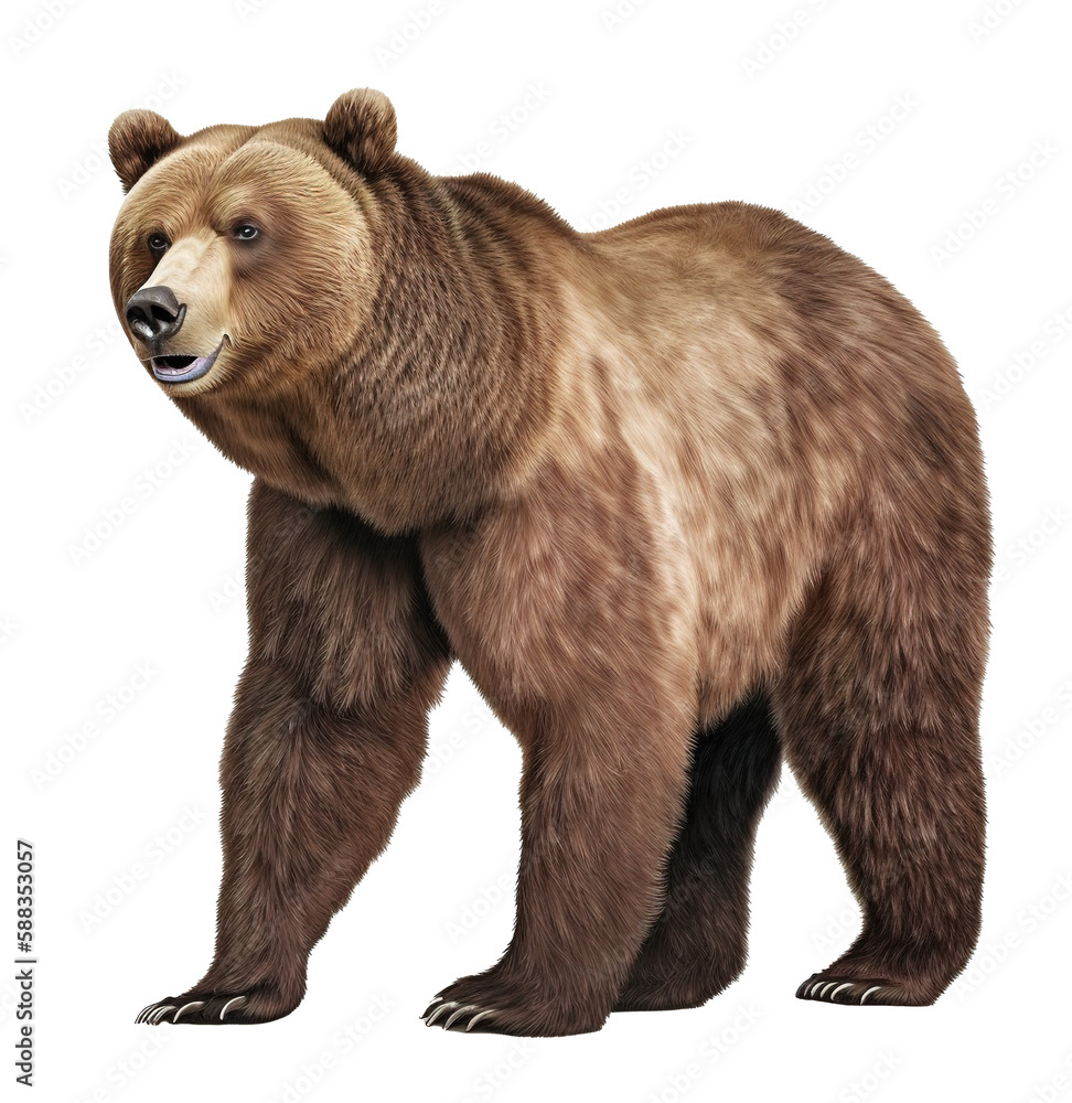 Fototapeta premium a walking grizzly bear on transparent background