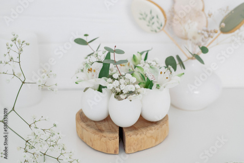 Composition with Easter decor. Easter eggs