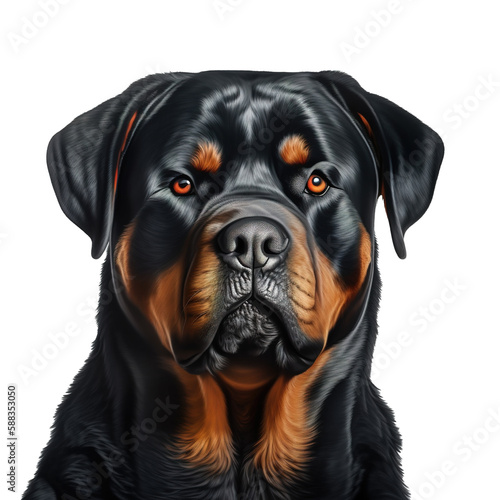 a Rottweiler portrait on transparent background