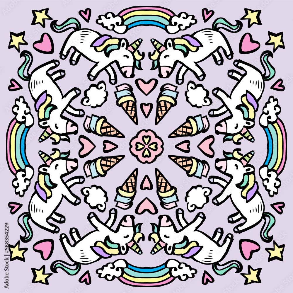 Cute unicorn seamless pattern background
