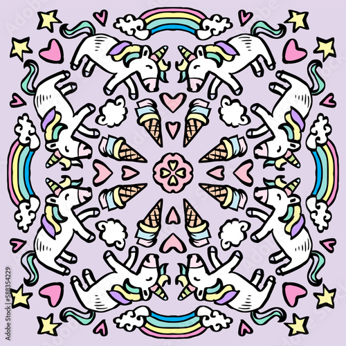 Cute unicorn seamless pattern background 