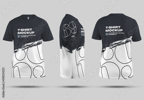 3 Mockup of Men's T-shirt in 3D Style