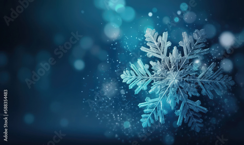 Ice blue water snowflake winter background, generative AI © Enigma