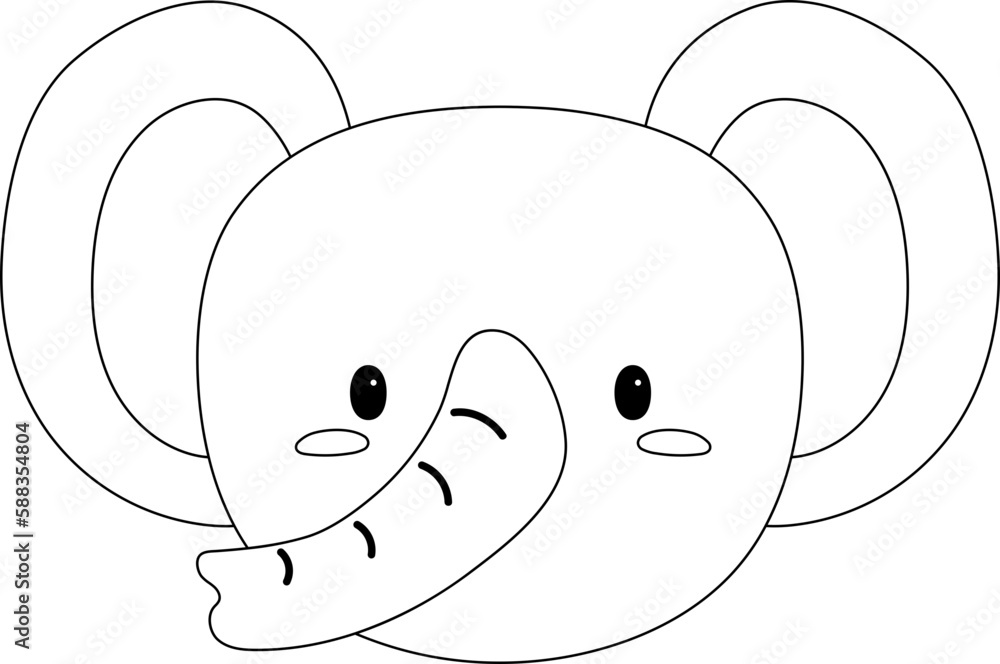 Elephant Cartoon Face Line Illustration Elephant Cartoon Face Line Illustration