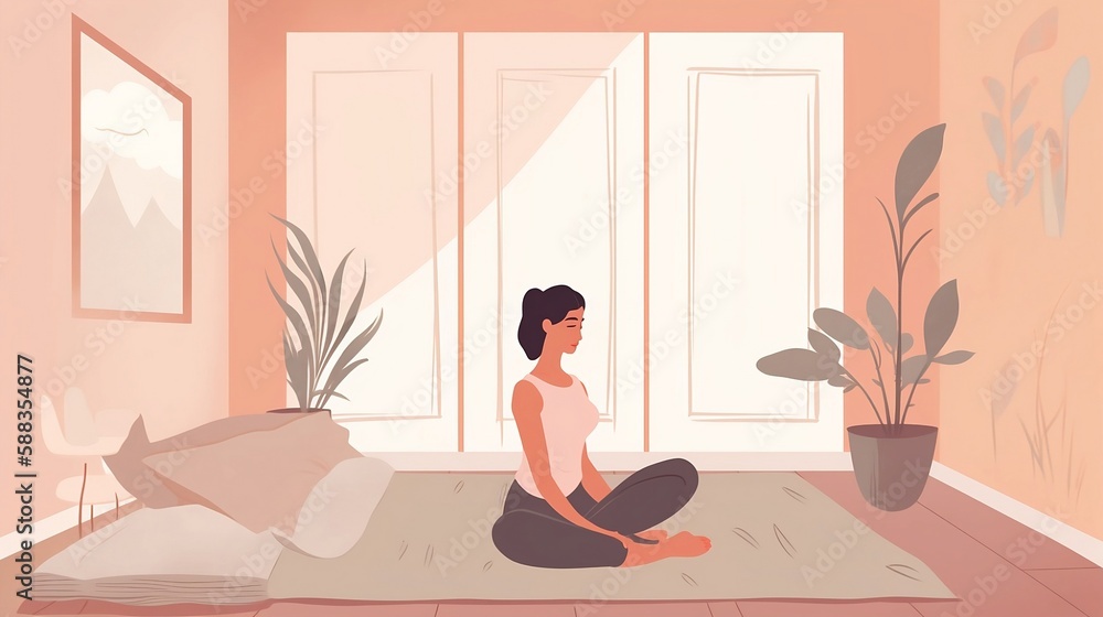 Obraz premium Yoga Illustration Meditation Wellness Mindfullness