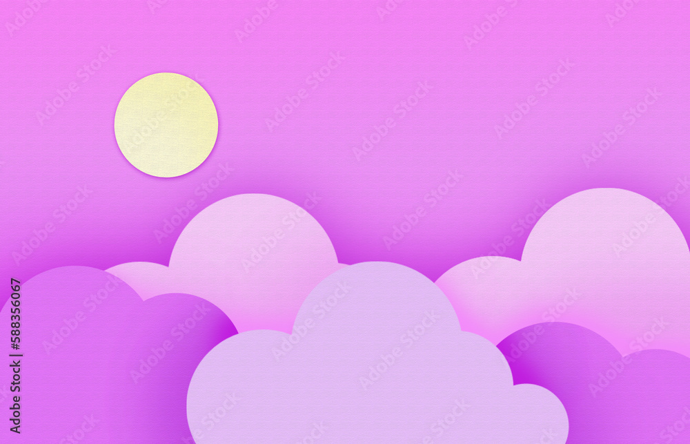 pink purple background with the Moon and clouds.