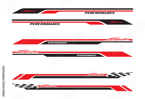 Car side sticker design. Vehicle vector Decal Stripes for the both parts template. Suitable for printing or cutting