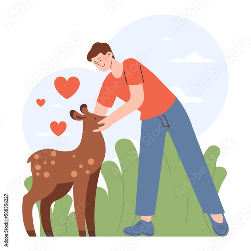 Animal therapy. Outdoor recreation. Character spending their time