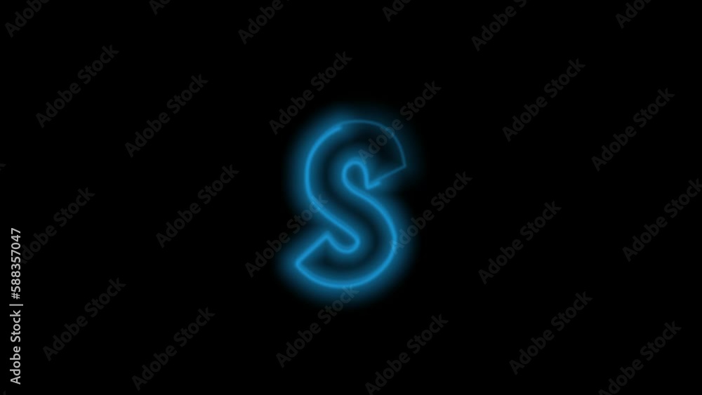 Alphabet letter S, neon blue with energy outline on black background Alphabet letter S, neon blue with energy outline on black background