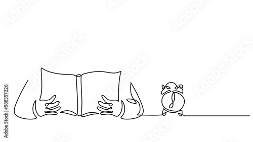 Time to read book concept one continuous line drawing, vector illustration minimalist.