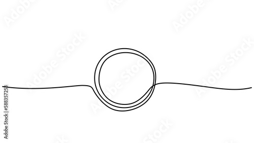 Continuous Line Drawing of Circular Shapes and Thin Outlines on White Background - Vector Illustration with Marker Pen Design Elements