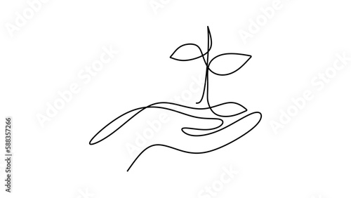 Line drawing of plant on ha...