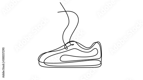 Shoe one line drawing continuous hand drawn