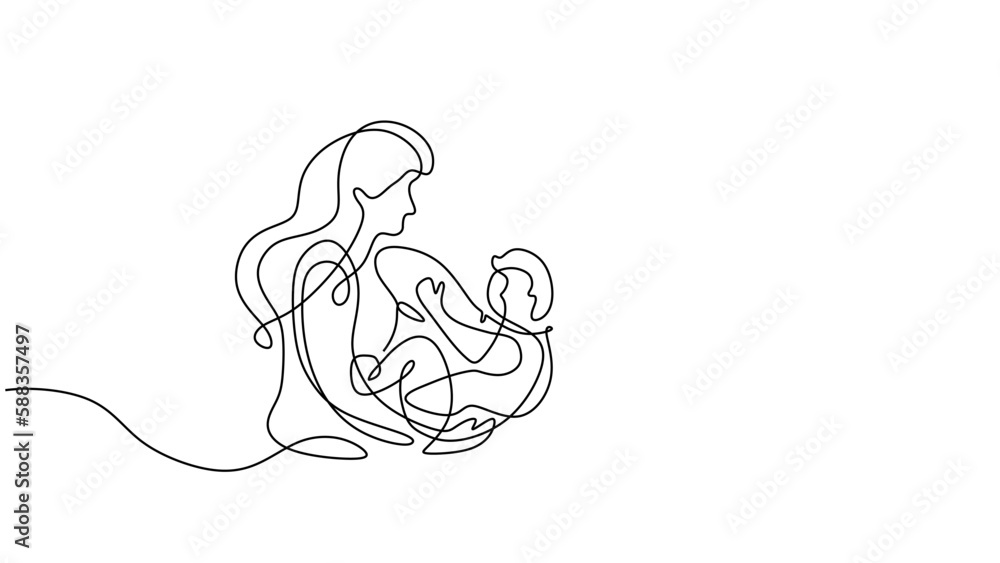 Mom and baby continuous one line drawing, vector illustration mother and child. Minimalist hand drawn design. Mom and baby continuous one line drawing, vector illustration mother and child. Minimalist hand drawn design.