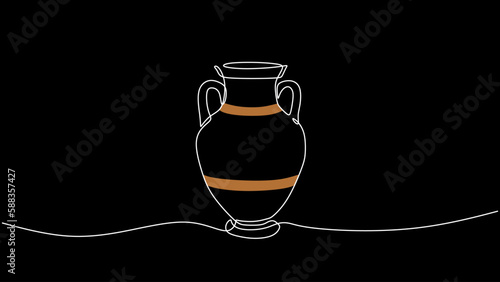 Amphora Ancient Greek clay vase, Vector illustration isolated on white background.