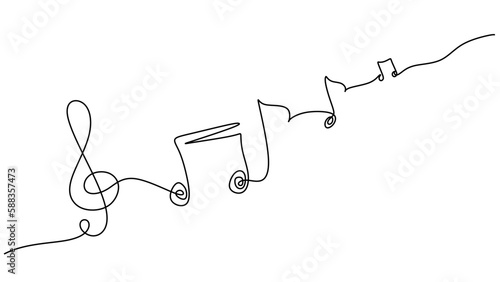Music notes continuous line drawing.