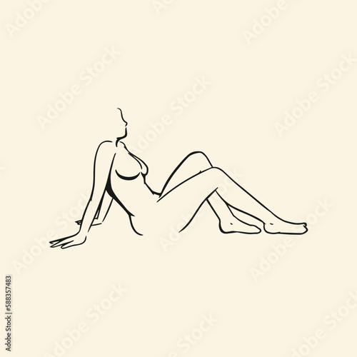 female anatomy line art style