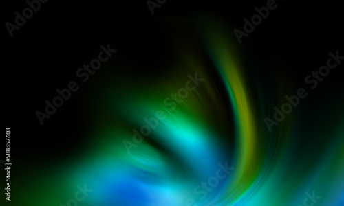 Blue and green color waves with blurred abstract style isolated over black background. Background for banners, posters, flyers, invitations and more