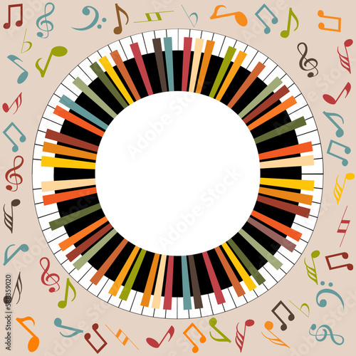 Retro musical background with abstract  piano keyboard