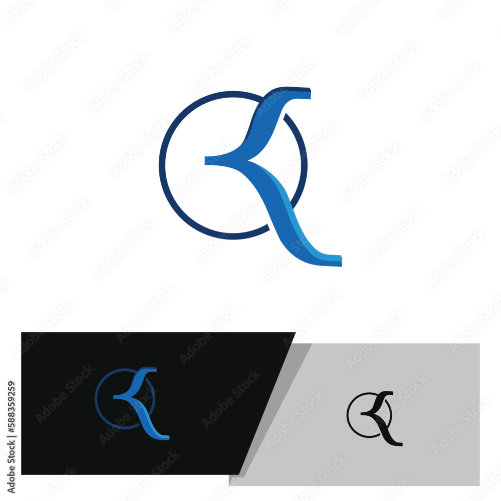 K logo in elegant classic style attached to circle shape in blue color K logo in elegant classic style attached to circle shape in blue color