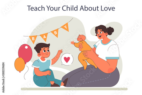 Parenting advice. Little child learning about love and family. Boy meeting