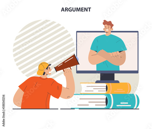 Argument concept set. Controversy or disagreement conversation