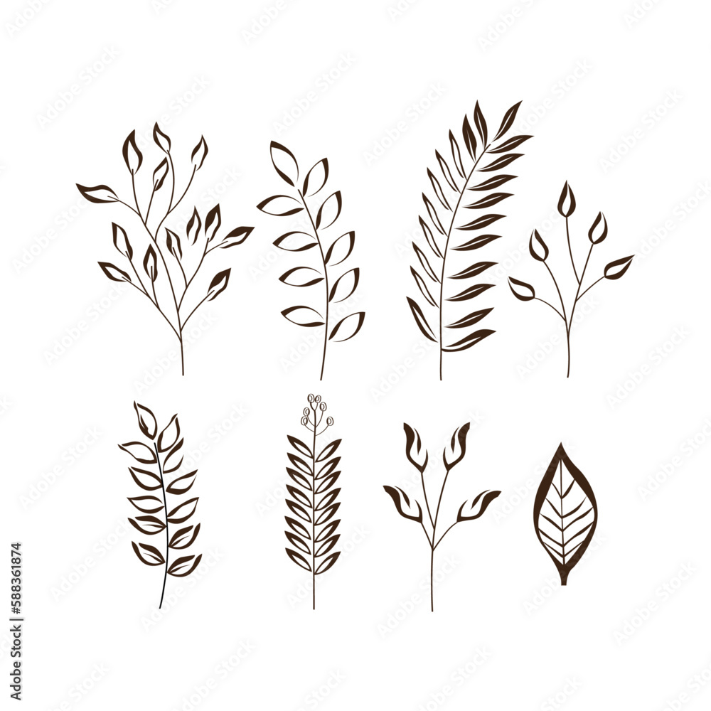 Hand drawn floral ornamental element Hand drawn floral ornamental element