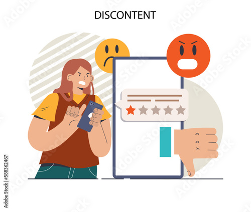 Discontent concept. Dissatisfaction of product or service, negative