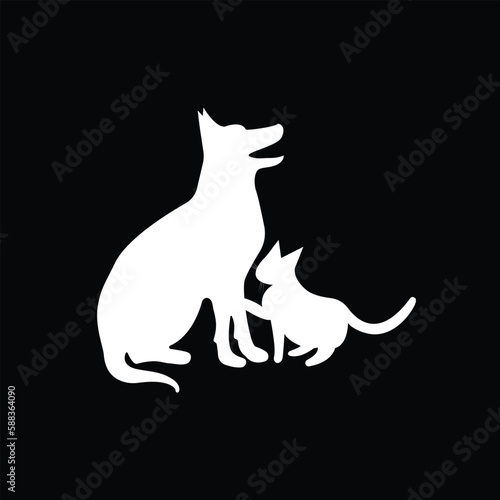 Cat and Dog vector silhouettes logo template