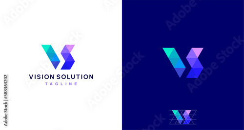 Alphabet letter Monogram Initials logo VS, V and S, Alphabet Letters VS minimalist logo design in a simple yet elegant font, Unique modern creative minimal circular shaped fashion brands