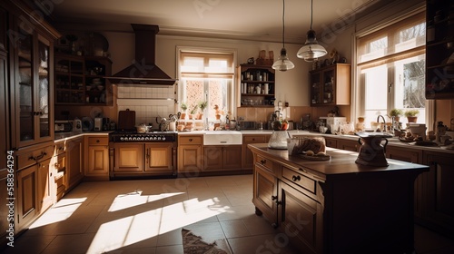 modern kitchen interior . Generative AI .