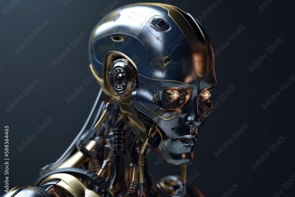 robot woman on blurred background using digital generative ai robot woman on blurred background using digital generative ai