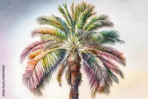 Surreal palm tree in pastel colors created with Generative AI 