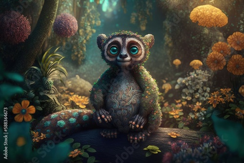 Fantasy lemur creature created with Generative AI 