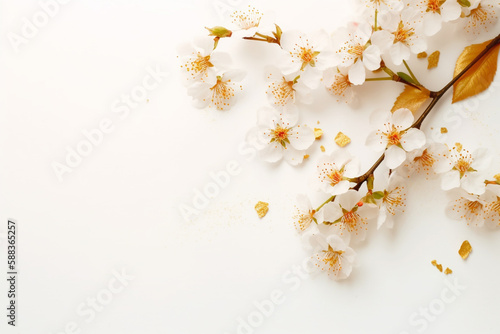 minimalistic spring floral background  gold glitter