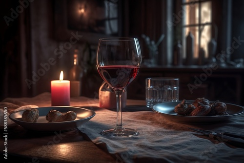 wine on dinner table