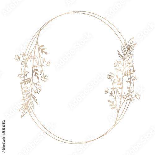 Floral gold frame illustration